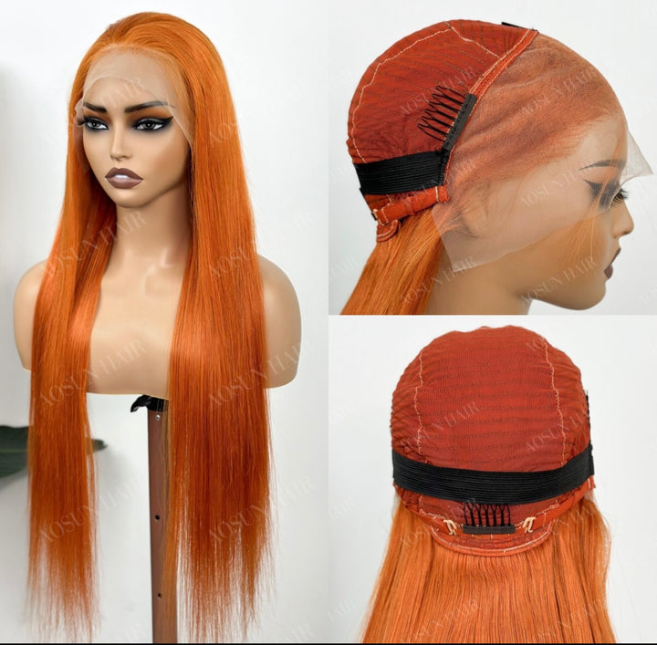 350# straight hair 13/4 full frontal wig